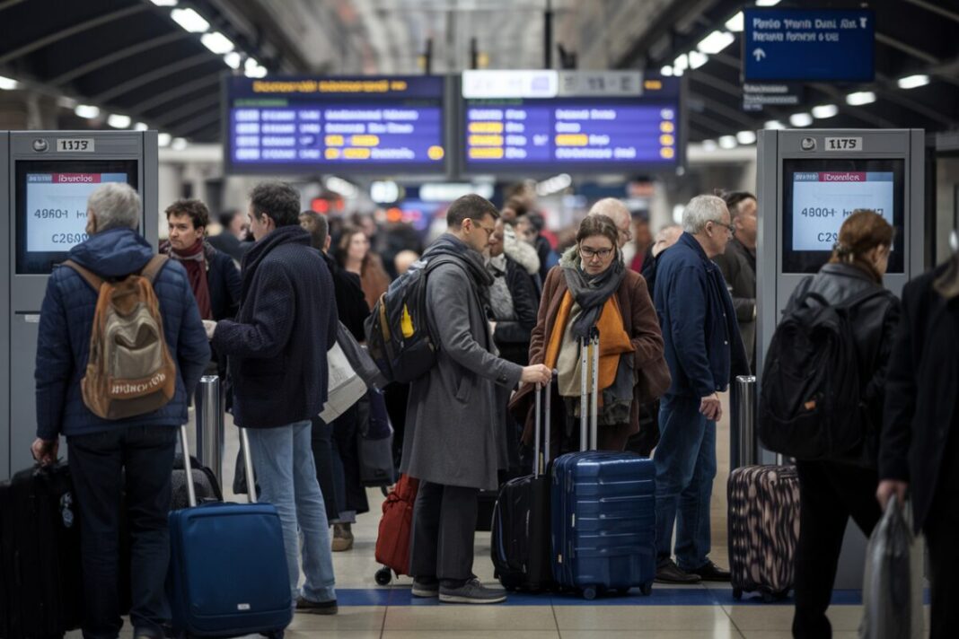 Grève SNCF du 13 janvier : pourquoi ces perturbations inquiètent tant les usagers et ce qui change Gare française bondée pendant une grève, voyageurs vérifiant les horaires.