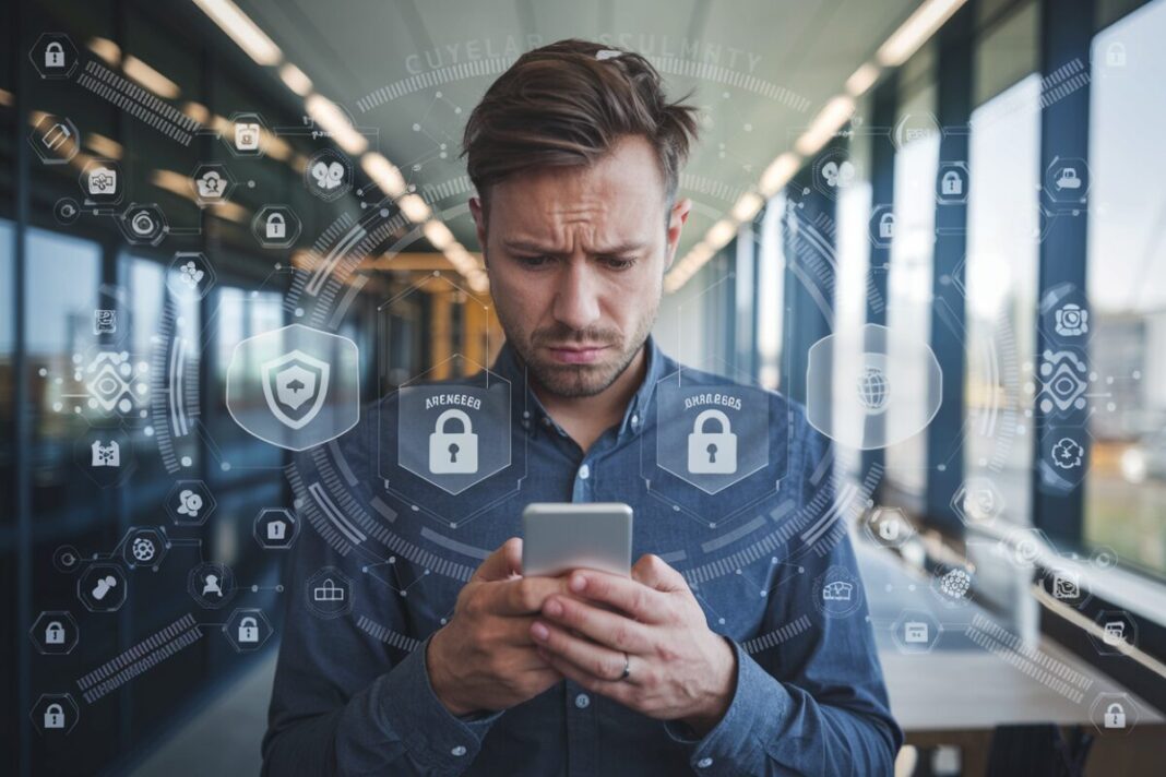 Instagram dément une fuite de données de 17,5 millions de comptes : la réalité derrière la rumeur Utilisateur Instagram inquiet vérifiant son compte avec des éléments de cybersécurité.