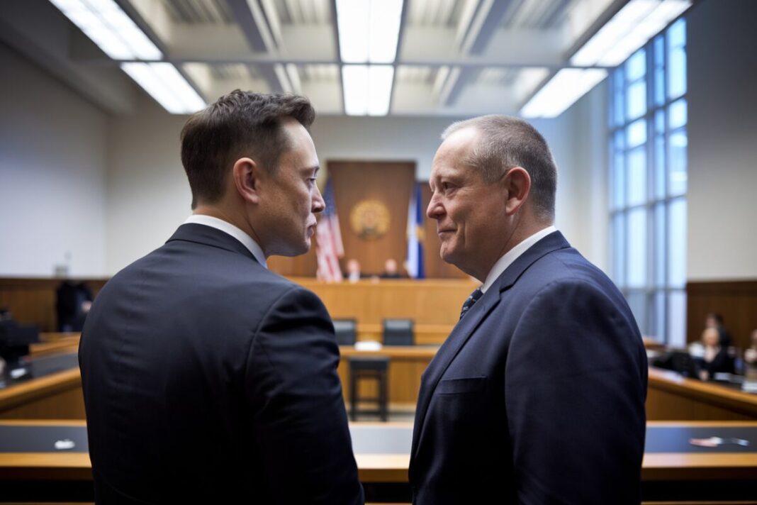 Confrontation légale entre Musk et Altman Elon Musk et Sam Altman dans une salle d'audience
