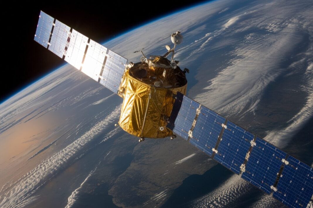 Image d'un satellite Starlink en orbite au-dessus de la Terre
