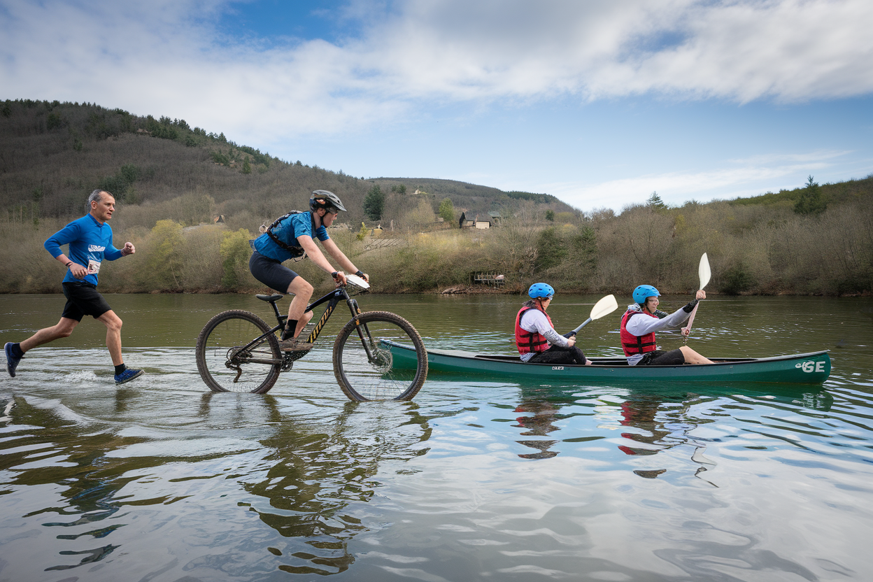 Un relais à 4: course à pied, VTT, canoë, dans cet ordre