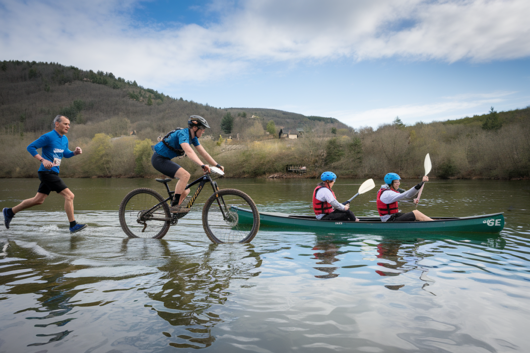 Défi inter-entreprises de l'Indre: rendez-vous le 11 juin 2026 à Belle-Isle, format et inscriptions Un relais à 4: course à pied, VTT, canoë, dans cet ordre: Le format d'équipe est clairement défini. D'après BGE Berry Touraine, l'équipe doit comporter un coureur à pied, un vététiste et deux équipiers en canoë. Le déroulé est présenté comme un relais, avec - illustration