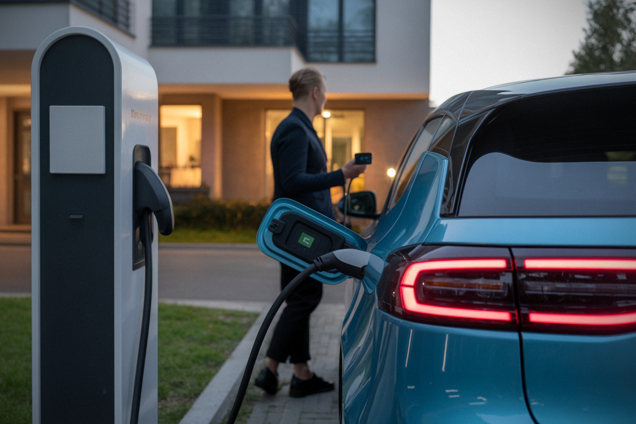 Recharge domestique d'une voiture électrique en leasing social