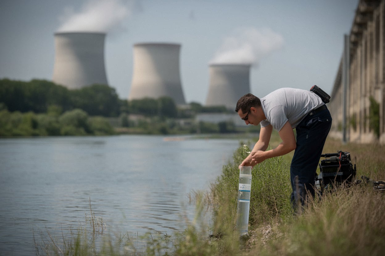 Contrôle de l'eau de la Garonne près de Golfech